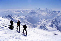 In salita verso la vetta dell'Elbrus